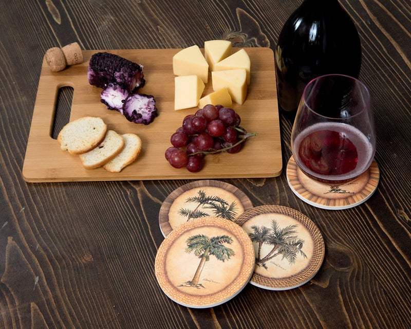 CoasterStone حاملات مشروبات من الحجر الممتص CoasterStone، شجرة النخيل، مجموعة متنوعة، لوحة محايدة (مجموعة من أربعة حاملات مشروبات ممتصة)  - Image 3