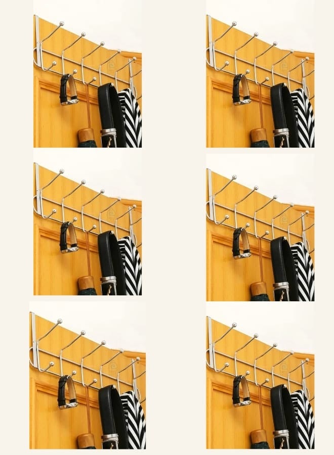 A 6-piece over-the-door clothes hanger in a carton. Each piece contains 12 hooks. - Image 1