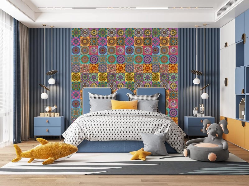 Ambiyaa Set Of 36 Mandala Tiles Stickers 6X6 Inch For Furniture Wall Stairs Bathroom Kitchen Self Adhesive Easy To Apply Just Peel Stick Vinyl Floor - Image 2