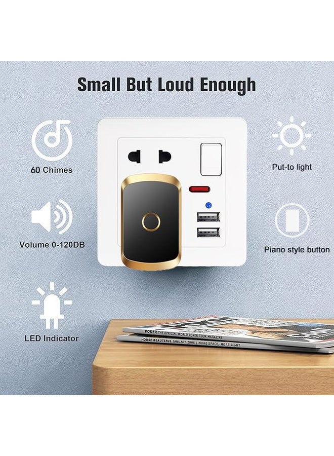 Hihonor One-to-one Wireless Doorbell Kit, Strong Penetration,Barrier-free Reception, 60 Doorbell Melodies, 5-Level Volume Adjustment,Suitable for Room Door Patio Doors (Black) - Image 2