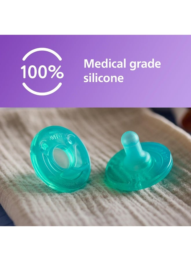 Avent Philips Avent Soothie 3-18 Month Orthodontic Baby Pacifiers, 100% Silicone Pacifiers, One Piece, BPA-Free, Green, 4 Pack - Image 3