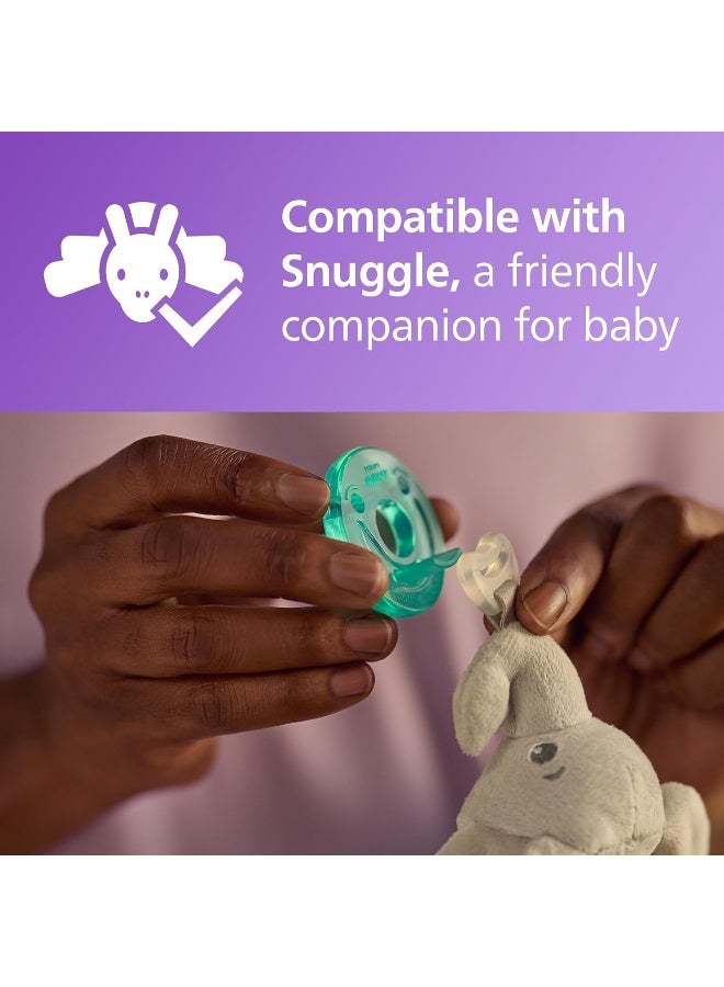 Avent Philips Avent Soothie 3-18 Month Orthodontic Baby Pacifiers, 100% Silicone Pacifiers, One Piece, BPA-Free, Green, 4 Pack - Image 5