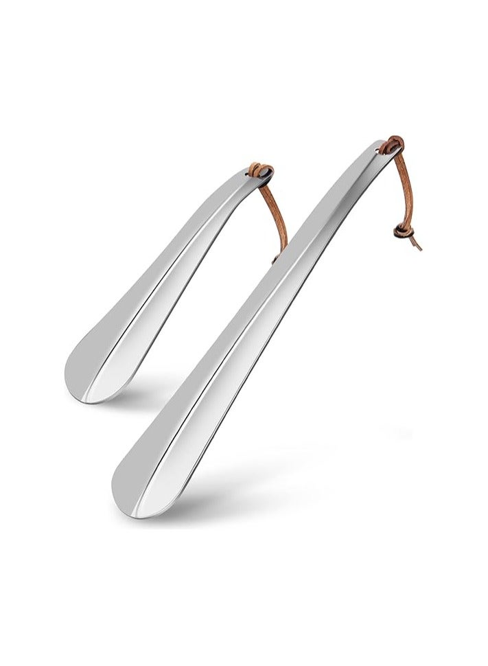 Shoe Horn Set, Long Short Shoe Horns Set, Portable Travel Shoes Horn, Stainless Steel Long Metal Shoe Horn, Shoe Helper for Men, Shoe Spoon for Women, Metal Shoe Helper for Kids or Seniors, - Image 1