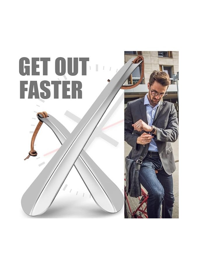 Shoe Horn Set, Long Short Shoe Horns Set, Portable Travel Shoes Horn, Stainless Steel Long Metal Shoe Horn, Shoe Helper for Men, Shoe Spoon for Women, Metal Shoe Helper for Kids or Seniors, - Image 2