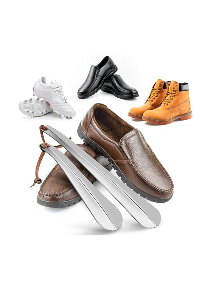 Shoe Horn Set, Long Short Shoe Horns Set, Portable Travel Shoes Horn, Stainless Steel Long Metal Shoe Horn, Shoe Helper for Men, Shoe Spoon for Women, Metal Shoe Helper for Kids or Seniors, - Image 3