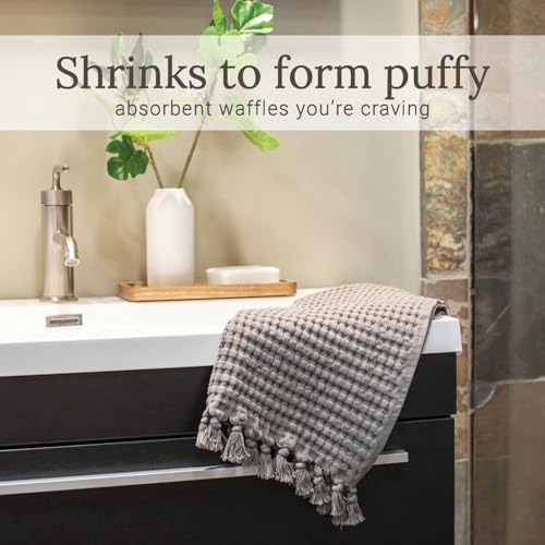 GILDEN TREE Decorative Waffle Hand Towels for Bathroom, 20x35 Large, Quick Drying Fingertip Towel, 2 Pack, Modern Style (Stone) - Image 3