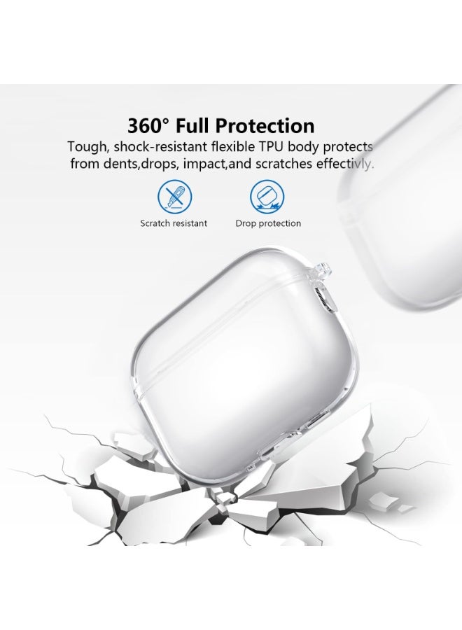 SZOXST for AirPods Pro 3 Case AirPods Pro Men's and Women's Headphone Cases for Airpods Pro 3 2025 TPU Material Case with Front LED Visibility, Cleaning Pen Included Transparent - Image 3