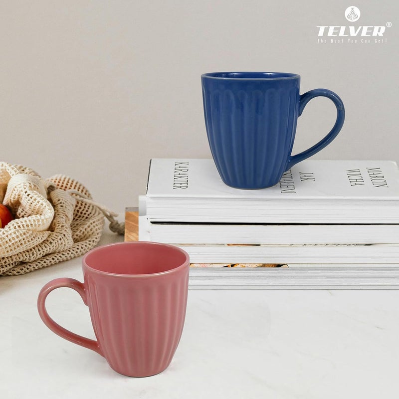 Telver Ceramic Multicolour Glossy Shiny Coffee Mug Set of 6 Multicolor Microwave and Dishwasher Safe 300 ml Big Size Mugs Pack of 6 - Image 2