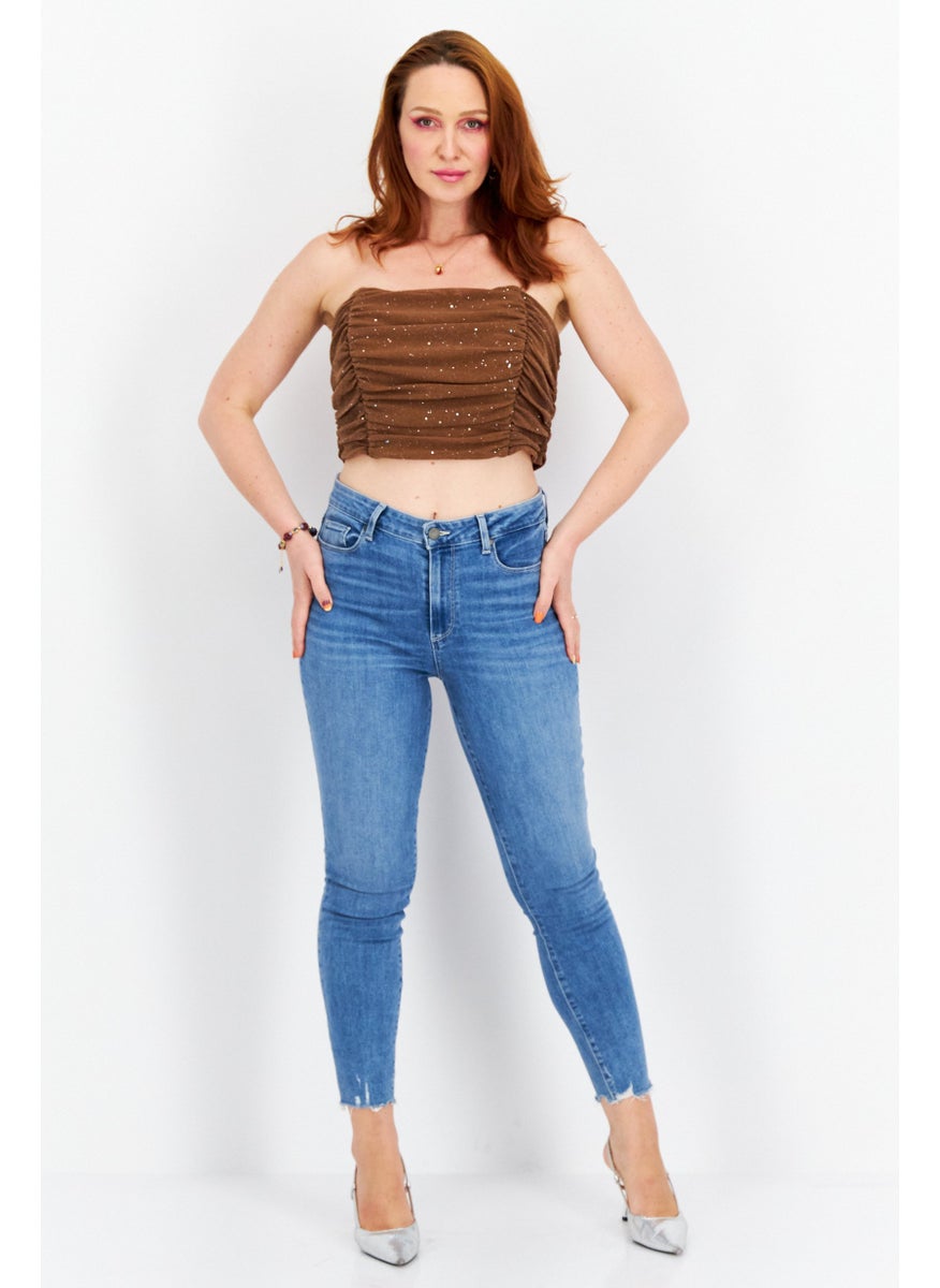 Women Straight Across Metallic Rushed Tube Top, Brown - pzsku/Z36E2B8F06568140242F5Z/45/_/1726109098/1c11c32a-2707-4dbf-bca2-36c7baacb58c