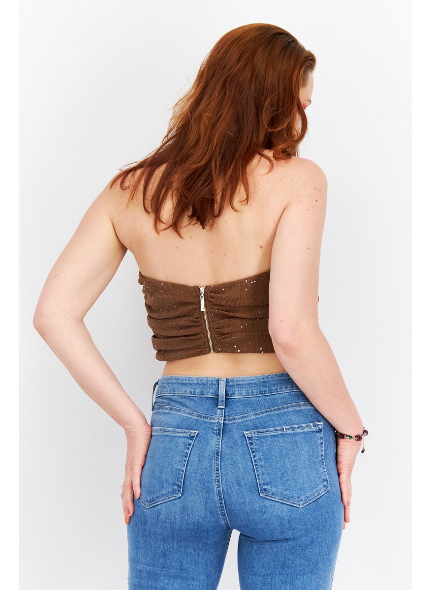 Women Straight Across Metallic Rushed Tube Top, Brown - pzsku/Z36E2B8F06568140242F5Z/45/_/1726109100/ded37c6d-0ec2-4cc2-b458-b0a2dc75a809