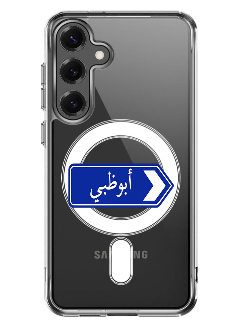 Theodor Magnetic Case for Samsung Galaxy S25 Plus 6.7-inch Compatible with MagSafe Wireless Charging, Shockproof Phone Bumper Cover abudhabi blue sign board - Image 1