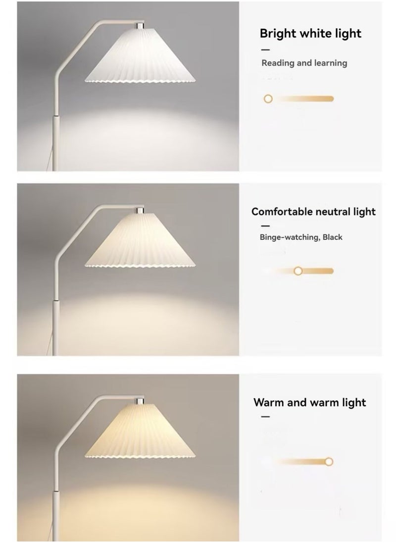 Floor Lamp, LED Straight Pole Floor Lamp, Modern Minimalist Standing Light With Pleated Lampshade, Three Color Dimming For Bedroom Living Room Office White Upgraded - pzsku/Z36E2C243EA4A6D5111D3Z/45/_/1719563606/f57a453f-c942-4453-846e-1960cc943537