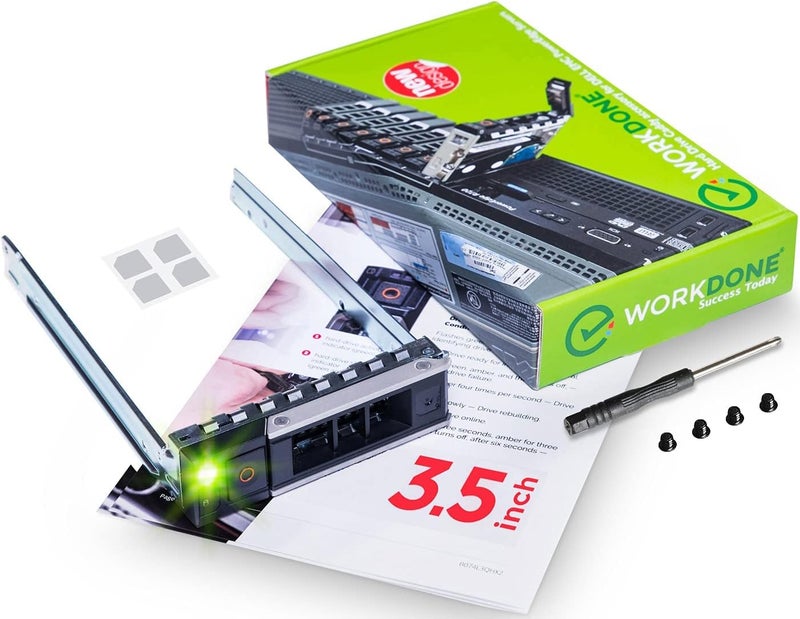 WORKDONE 3.5 inch Hard Drive Caddy - Compatible for Dell PowerEdge Servers - 14th Gen R440 R540 R640 R740 R740xd2 R6415 R7425 More - Bright LED Hot Swap SAS SATA Bracket Tray - with Setup Manual - Image 1