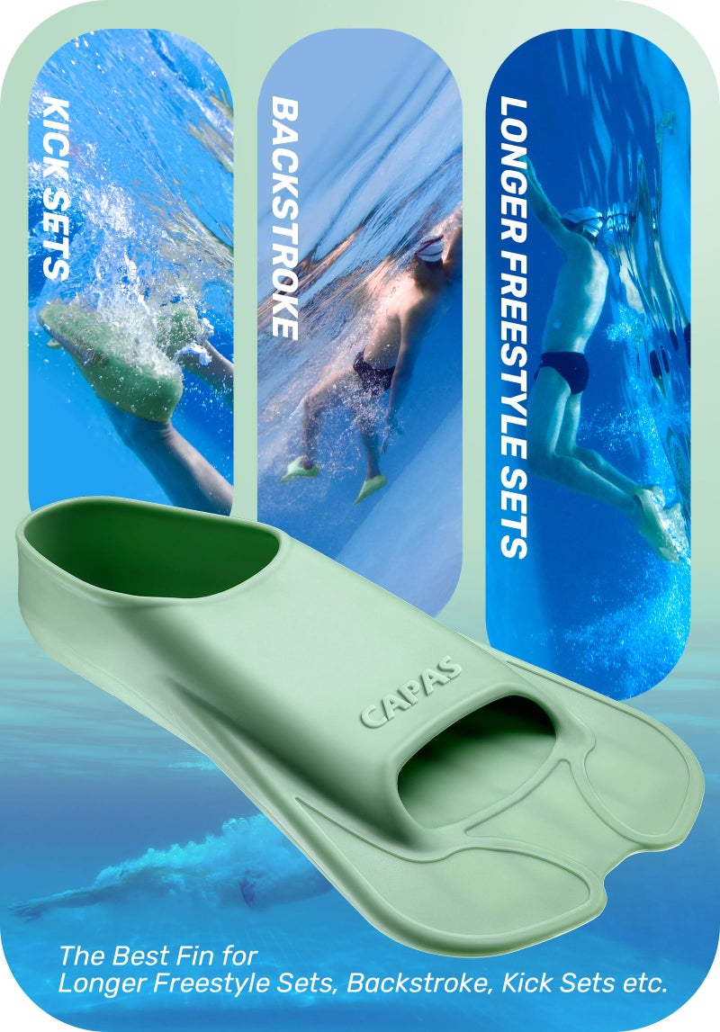 CAPAS Swim Training Fins Comfortable Silicone Lap Swimming Short Blade Floating Flippers with Mesh Bag for Adult Men Women Build Leg Strength - Image 5