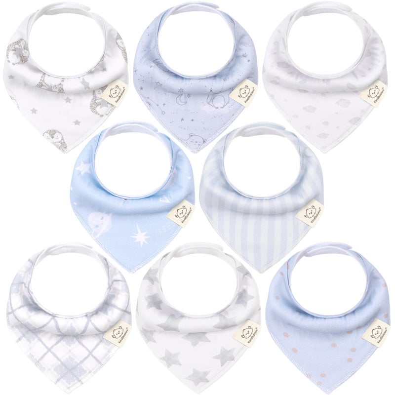 KeaBabies 8-Pack Organic Baby Bandana Bibs for Boys, Girls - Super Absorbent Triangle Baby Bibs for Drooling and Teething Infant, 100% Cotton Extra Soft for Newborn, Infant 0-36 Months (Constellation) - Image 1