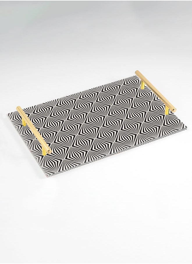 LOWHA Decorative Acrylic Serving Tray with Gold Color Metal Handles Gem Shape 20x30cm  - Image 1