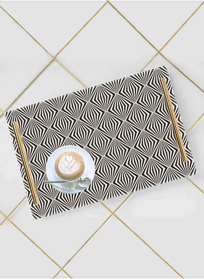 LOWHA Decorative Acrylic Serving Tray with Gold Color Metal Handles Gem Shape 20x30cm  - Image 5