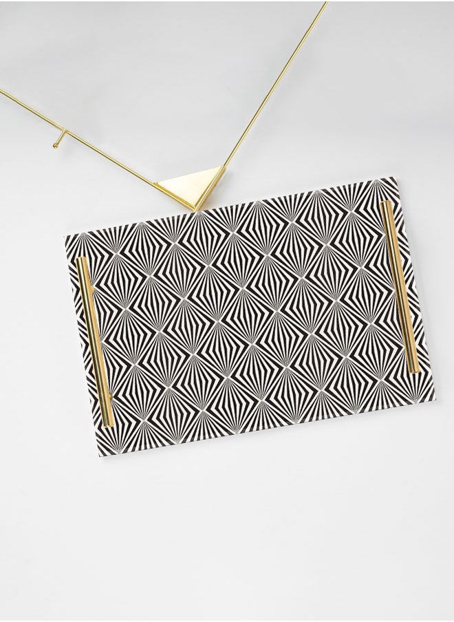 LOWHA Decorative Acrylic Serving Tray with Gold Color Metal Handles Gem Shape 20x30cm  - Image 3