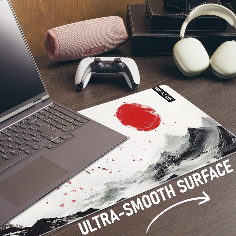 DOTTICO XL Japanese Cherry Blossom Gaming Mouse Pad for Desk- Large Sakura Desk Mat for Keyboard & Mouse - Non-Slip, Water-Resistant, Stitched Edges - 31.5x11.8 in (X-Large) - Image 4
