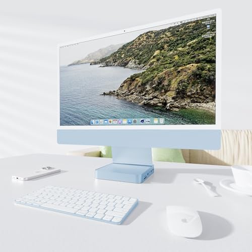 PULWTOP USB C HUB for iMac 24 inch 2021/2023/2024, PULWTOP USB Hub Adapter iMac Accessories for iMac M1/M3/M4 with USB C 10Gbps 3*USB A SD/TF, Docking Station Support Expand M.2 SSD (Not Included),Blue - Image 2