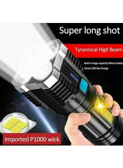 HARICEN HARICEN LED Torch Strong Light USB Rechargeable Outdoor MultiFunction Lamp Tactical Camping Searchlight COB LightPack of 1  - Image 2