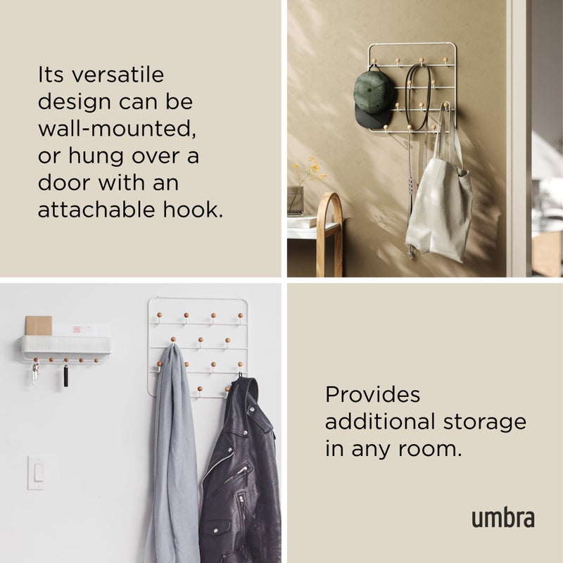 Umbra Estique Over The Door Coat Rack & Multi-Use Organizer, For Coats, Bags, Hats & More, White/Natural - Image 4