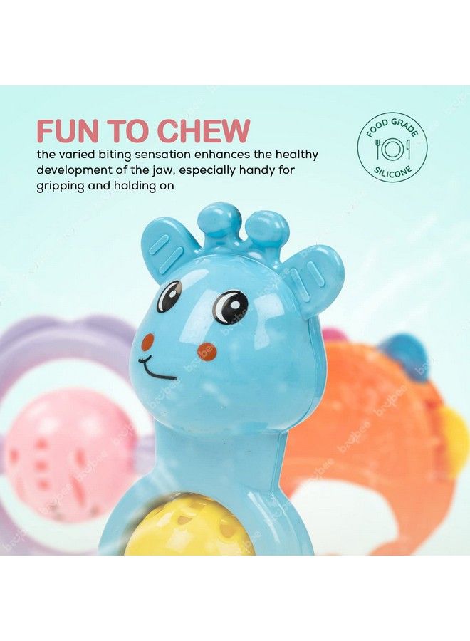 BAYBEE مجموعة ألعاب جرس الأطفال 7 قطع للأطفال غير سامة مع حواف ناعمة؛ هدايا للمواليد الجدد؛ مجموعة جرس للأطفال الرضع من 3 إلى 12 شهرًا للأولاد والبنات (7 قطع) - Image 5