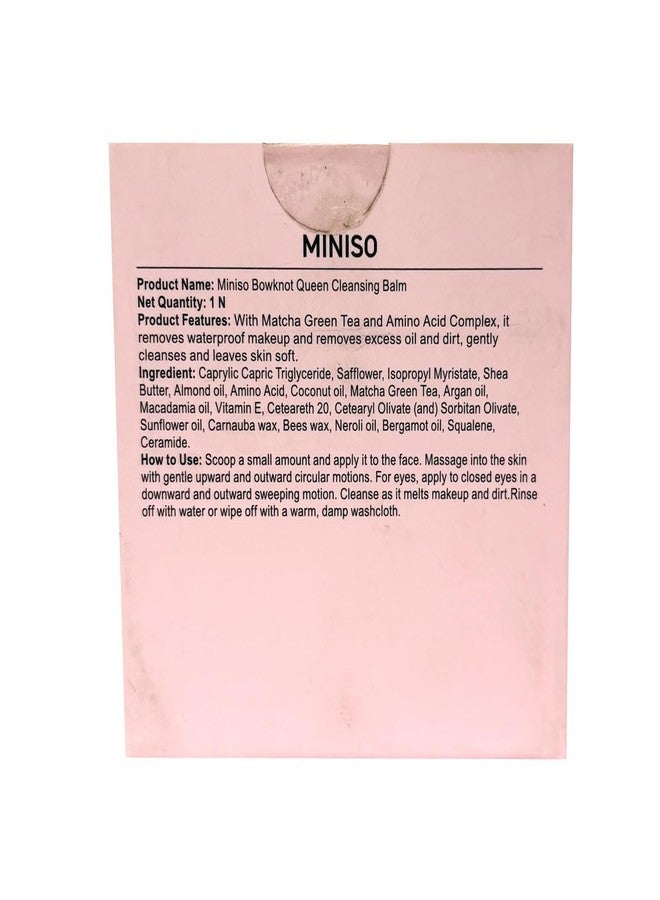 Miniso Bowknot Queen Cleansing Balm 100g - Green Tea & Amino Acid Makeup Remover, Waterproof Makeup Cleanser for Soft & Smooth Skin - Image 3