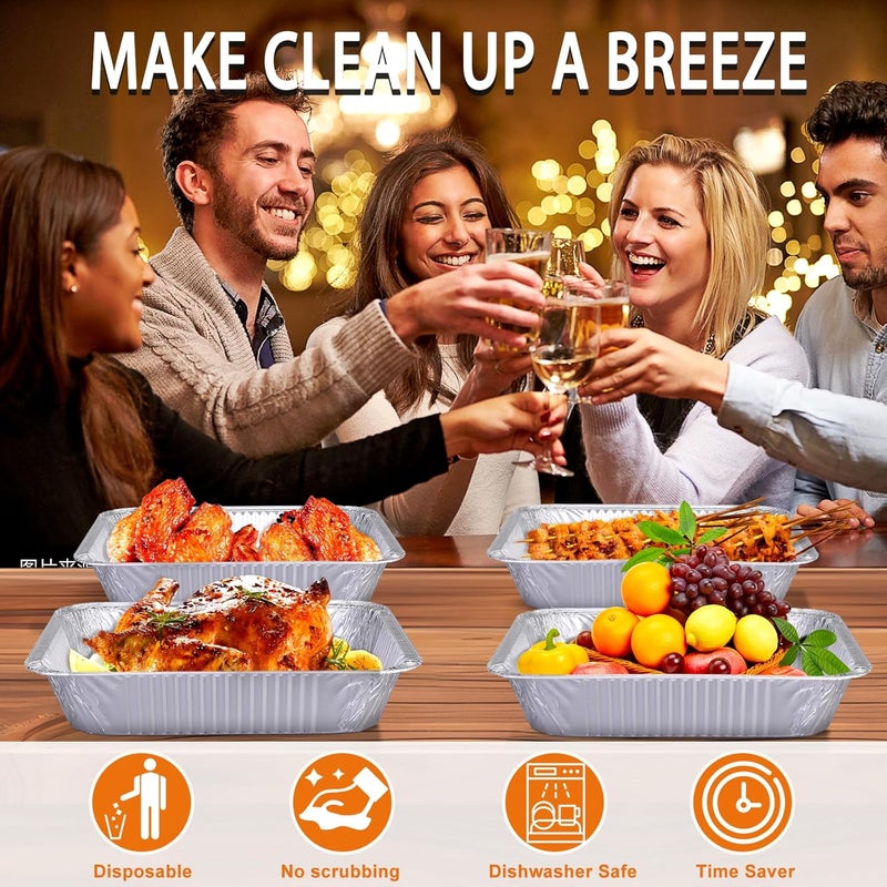 Homewarm أواني ألمنيوم فويل 9x13 قابلة للتصرف - عبوة 30 قطعة نصف حجم أواني ألمنيوم فويل ثقيلة للطبخ، الخبز، التخزين، وتحضير الطعام - Image 4