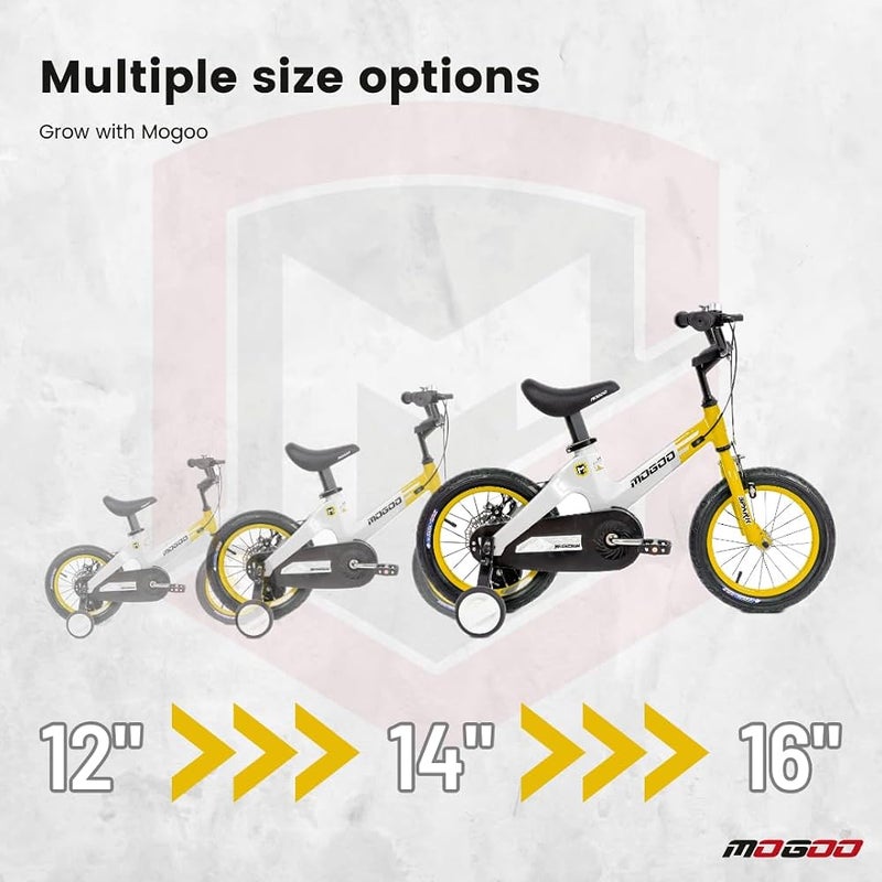 Mogoo Spark Kids Magnesium Alloy Lightweight Bike for 2-8 Years Old Boys Girls, Adjustable Height, Disc Handbrakes, 12in 14in 16-Inch Bicycle w Training Wheels - Image 5