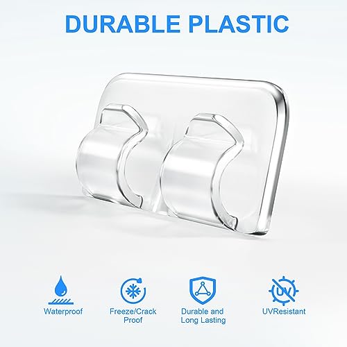 Hetyue Hooks for Outdoor String Lights Clips: 26Pcs Heavy Duty Light Hook with Waterproof Adhesive Strips - Outside Clear Cord Holders for Hanging Christmas Lighting - Outdoors Sticky Clip - Image 2