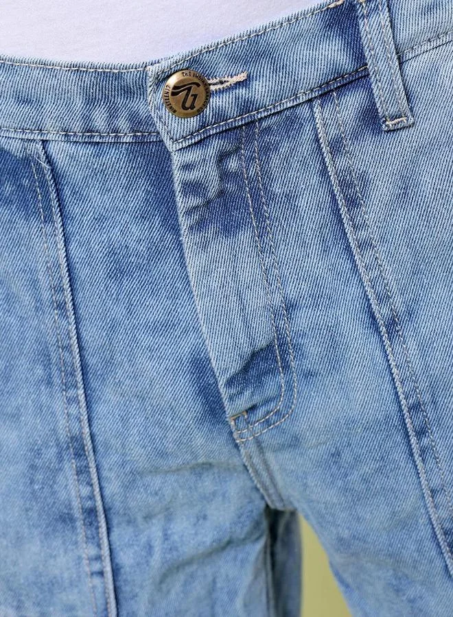 The Indian Garage Co Blue Men Blue Washed Baggy Fit Jeans for Men | Best Price UAE