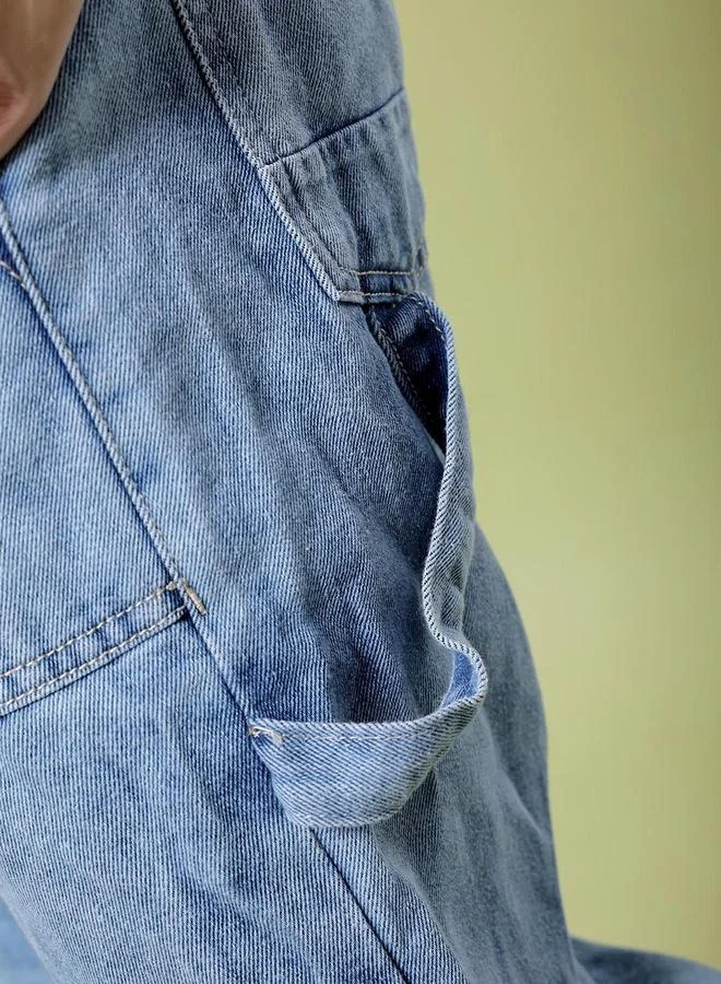 The Indian Garage Co Blue Men Blue Washed Baggy Fit Jeans for Men | Best Price UAE
