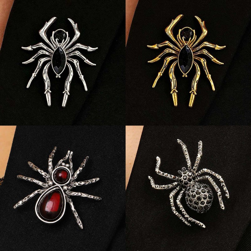 ofeankri Gothic Dark Spider Brooch - Unique Design with Black Zircon Inlay for Coats & Suits - Image 1