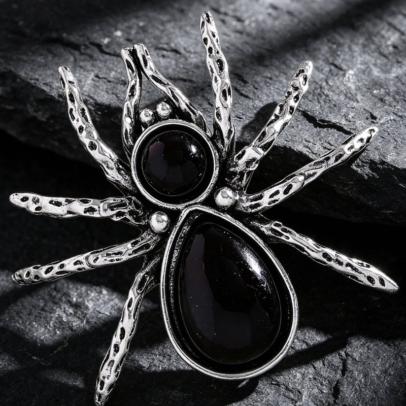 ofeankri Gothic Dark Spider Brooch - Unique Design with Black Zircon Inlay for Coats & Suits - Image 3