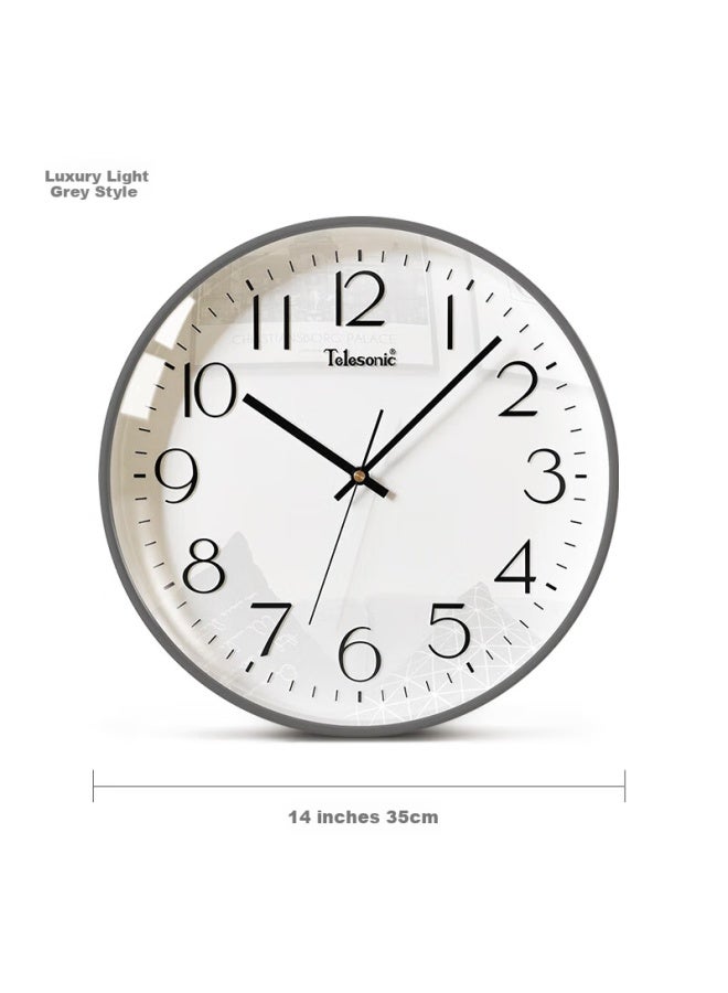 Telesonic Convex Glass Wall Clock, Living Room Bedroom Home Clock, Simple Large Digital No Drilling Quartz Clock, Timepiece, 36cm