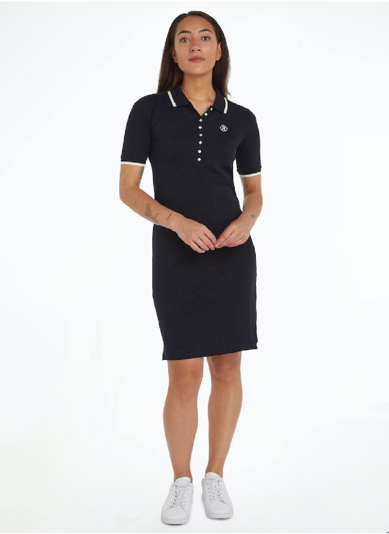 TOMMY HILFIGER Women's Th Monogram Mini Polo Dress - Lyocell blend, Blue  - Image 1