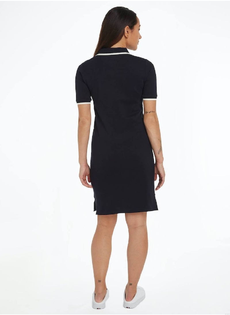 TOMMY HILFIGER Women's Th Monogram Mini Polo Dress - Lyocell blend, Blue  - Image 3