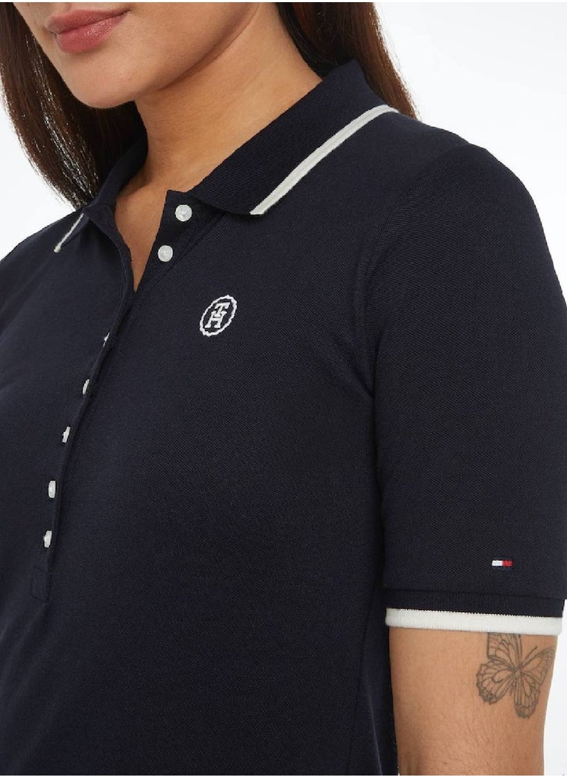 TOMMY HILFIGER Women's Th Monogram Mini Polo Dress - Lyocell blend, Blue  - Image 5