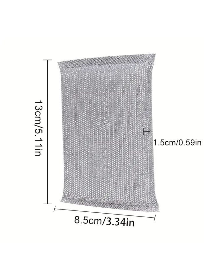 Double Sided Non Scratch Steel Wool Sponge Scrubber Grey For Kitchen Cleaning - Image 2