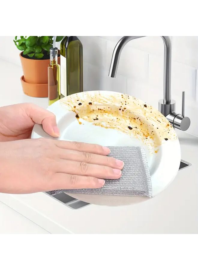 Double Sided Non Scratch Steel Wool Sponge Scrubber Grey For Kitchen Cleaning - Image 1