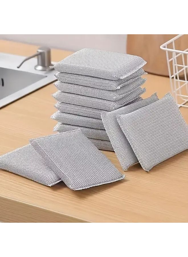Double Sided Non Scratch Steel Wool Sponge Scrubber Grey For Kitchen Cleaning - Image 3