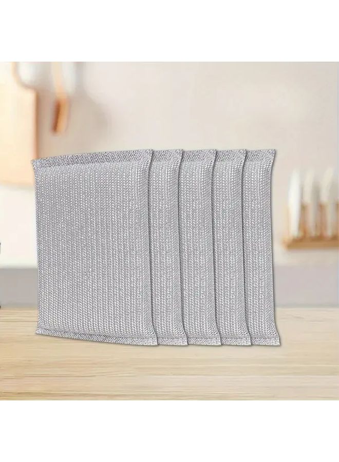 Double Sided Non Scratch Steel Wool Sponge Scrubber Grey For Kitchen Cleaning - Image 5