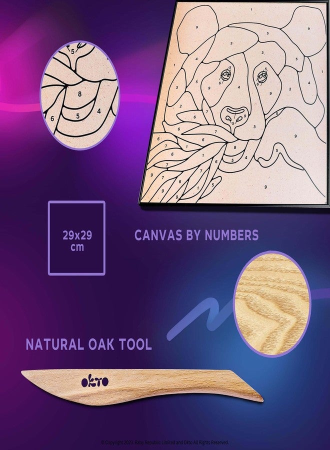 Okto Paint by Numbers for Children - Kid's Kit with Air Dry Clay, Unique 2D Wall Art, Sensory Canvas, Panda Themed, Framed Animal Kit for Age 5+ - Image 3
