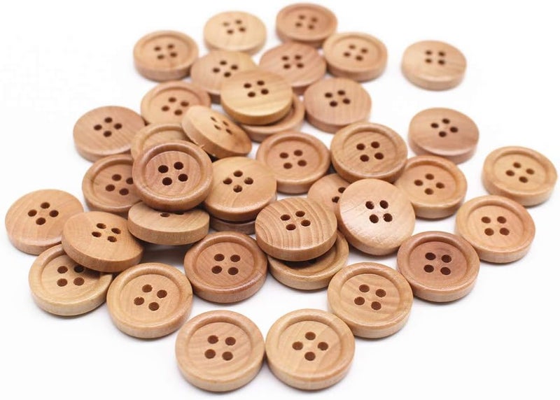 YaHoGa 30pcs 18mm 34 inch Wood Buttons Natural Wooden Buttons for Sewing Sweater Crafts Bulk  - Image 2