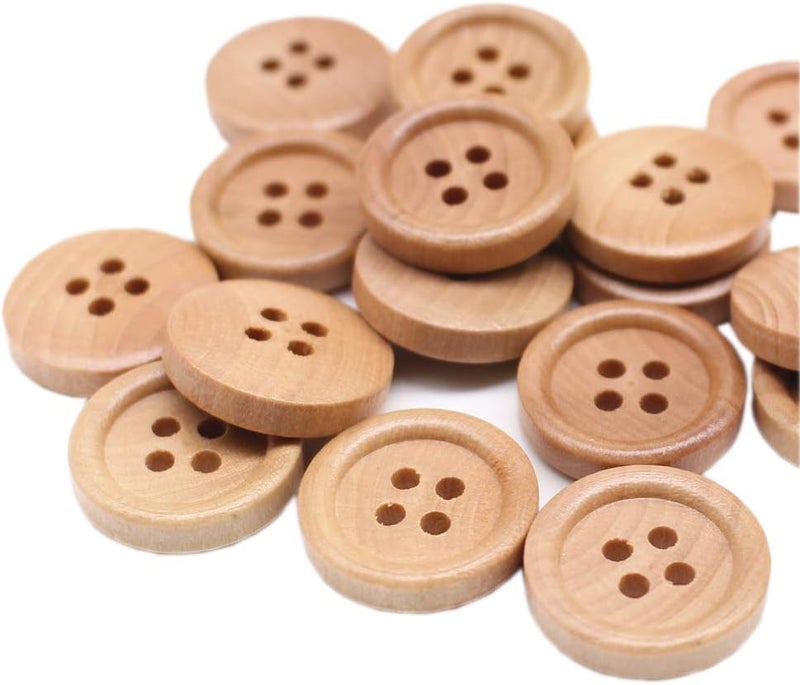 YaHoGa 30pcs 18mm 34 inch Wood Buttons Natural Wooden Buttons for Sewing Sweater Crafts Bulk  - Image 1