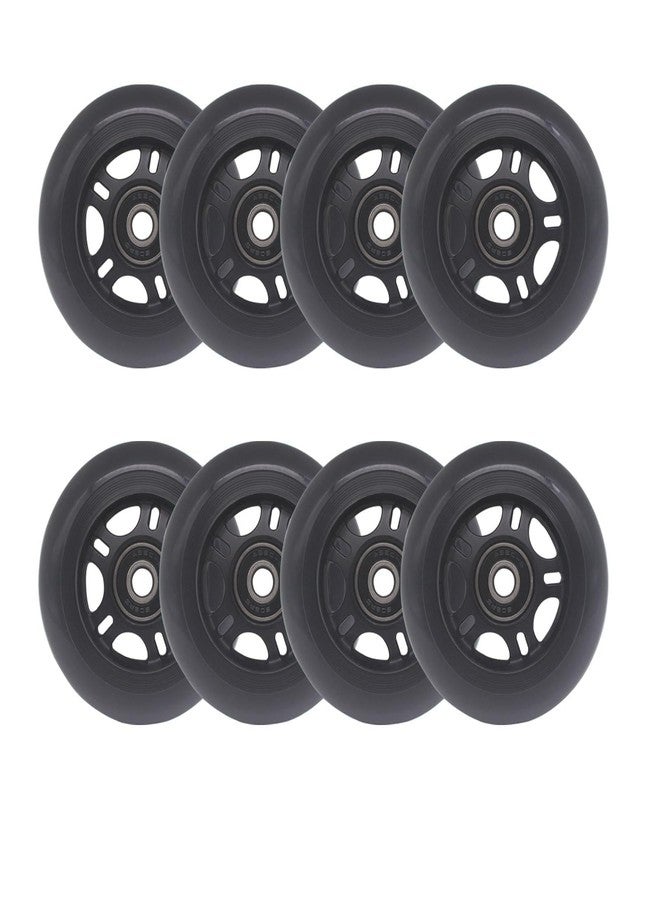 Fichanko Inline Skate Wheels, 72mm 76mm 80mm, 8 Pack with ABEC-9 Bearings, 85A Hardness for Indoor, Outdoor Skating (Black, 80mm) - Image 1