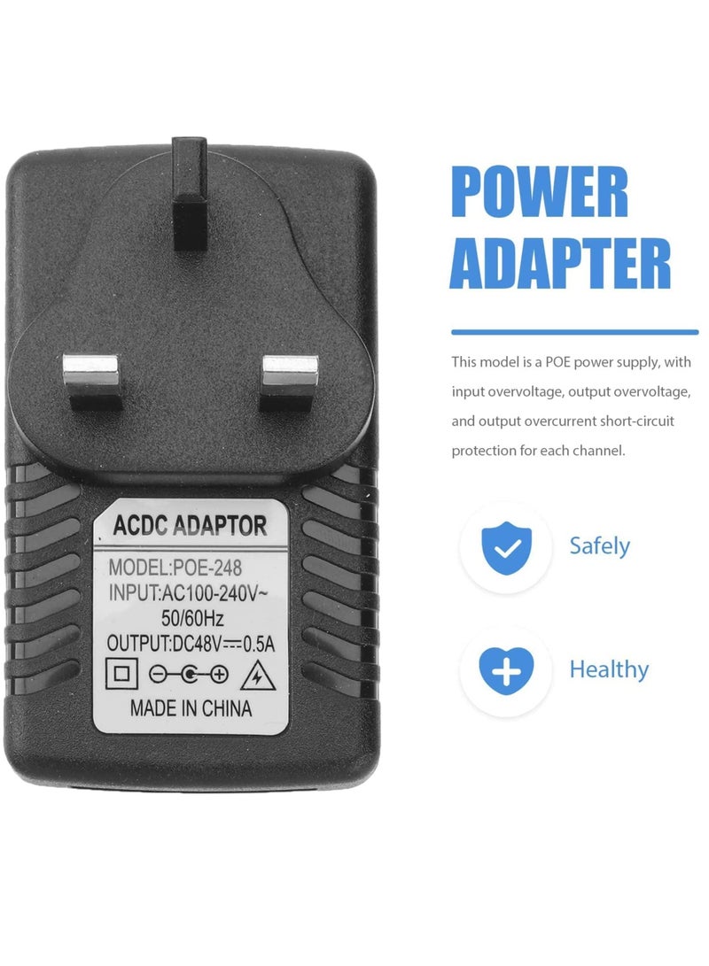 DC Power Supply Adapter 48V 0.5A POE Injector Power Supply Over Ethernet Adapter with UK Plug for POE Non POE devices via only an Ethernet cable Device Black  - Image 4