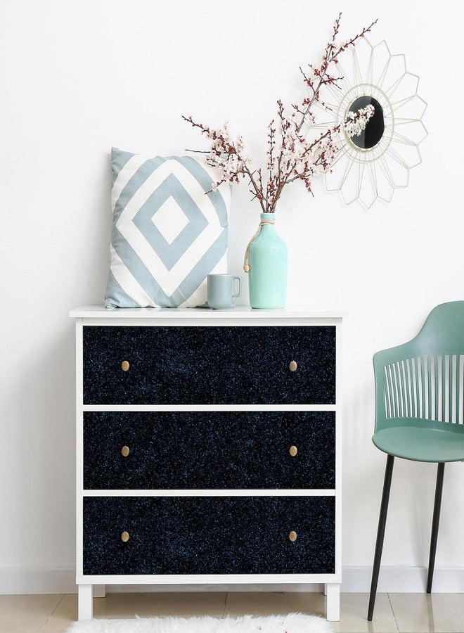 CHIHUT Black Blue Glitter Wallpaper Peel and Stick 15.7''x100'' Sparkle Glitter Contact Paper for Walls Self Adhesive Black Shiny Wallpaper Removable Fabric Wallpaper Decorative for Cabinets Crafts - Image 5