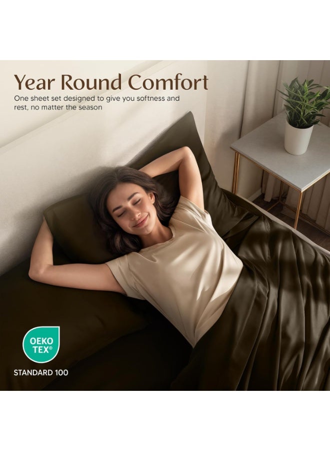 Utopia Bedding Queen Sheet Set â€“ 4 Piece Bed Sheets for Queen Size Bed, Soft and Breathable Microfiber, Includes 1 Fitted Sheet, 1 Flat Sheet and 2 Pillowcases (Brown) - Image 3